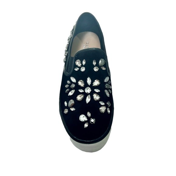 CARVELA KURT GEIGER BLACK SUEDE WITH LARGE CRYSTALS SLIP ON TRAINER SNEAKERS - Picture 7 of 16